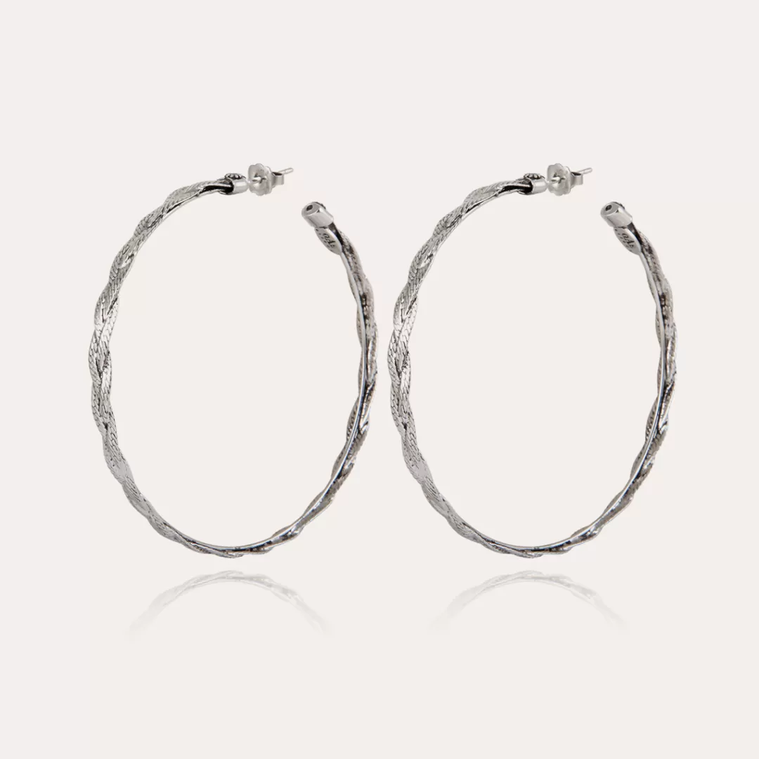 Gas Bijoux Boucles D'Oreilles Creoles Tresse Argentees