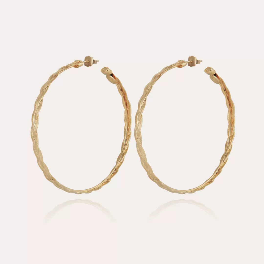 Gas Bijoux Boucles D'Oreilles Creoles Tresse Dorees