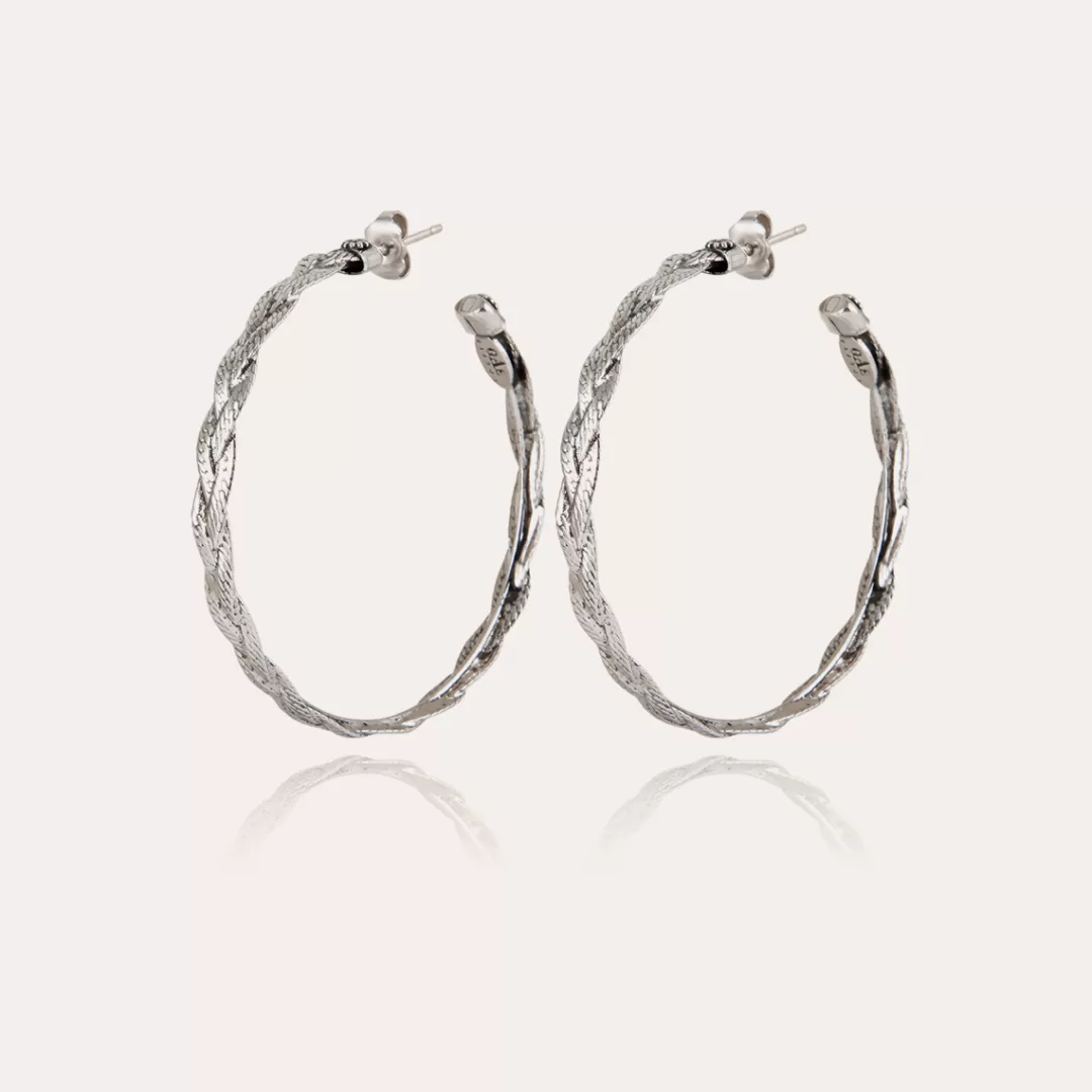 Gas Bijoux Boucles D'Oreilles Creoles Tresse Moyen Modele Argentees
