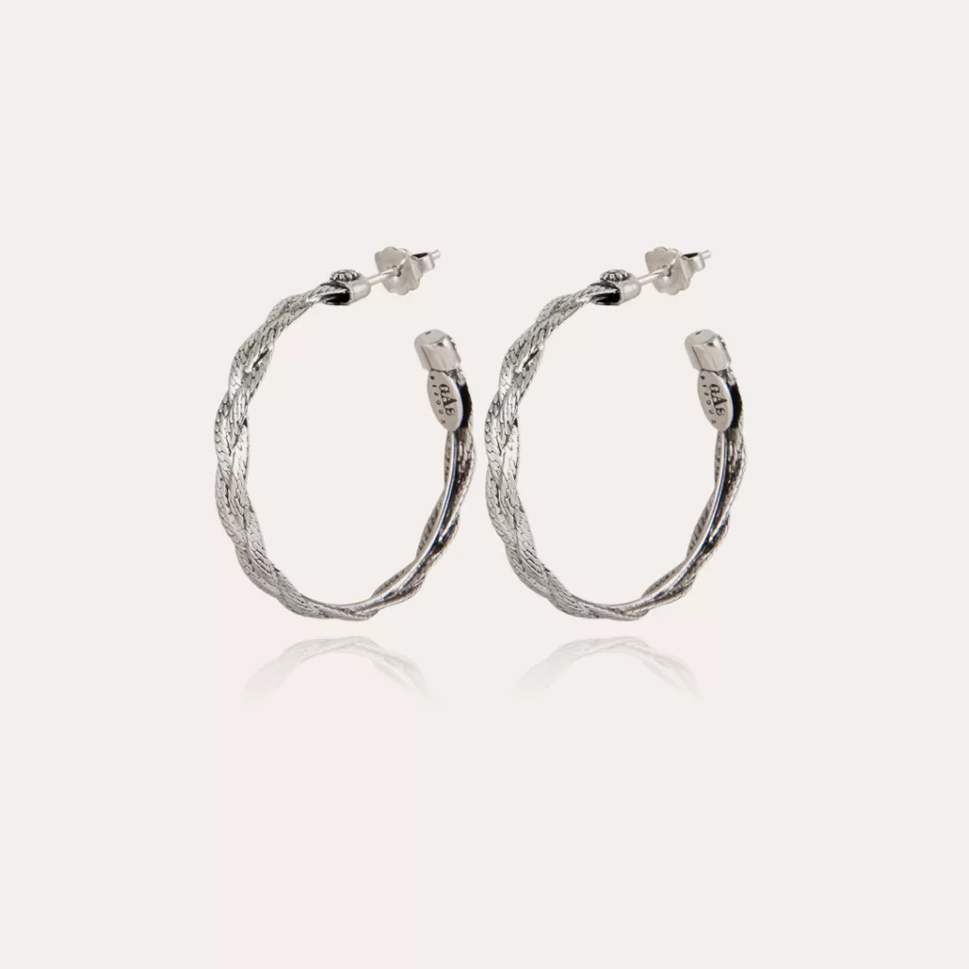 Gas Bijoux Boucles D'Oreilles Creoles Tresse Petit Modele Argentees