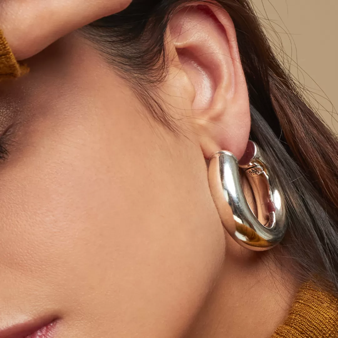 Gas Bijoux Boucles D'Oreilles Creoles Turner Argentees