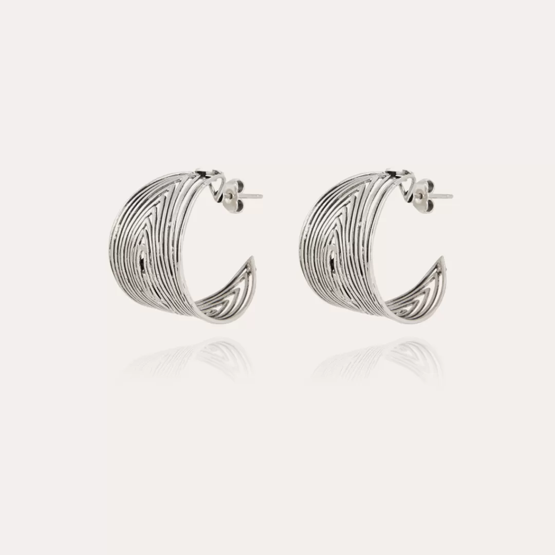 Gas Bijoux Boucles D'Oreilles Creoles Wave Argentees