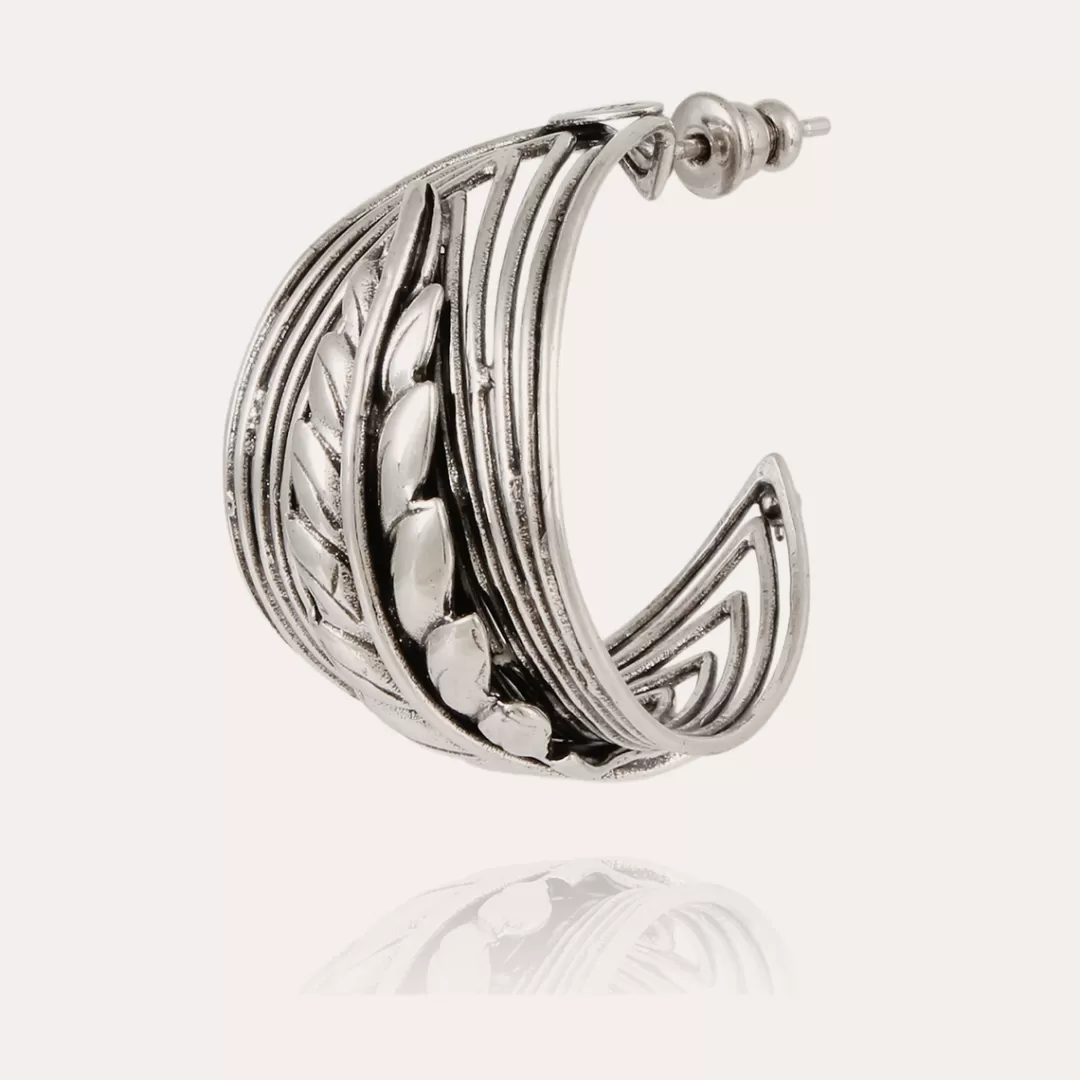 Gas Bijoux Boucles D'Oreilles Creoles Wave Epi Argentees