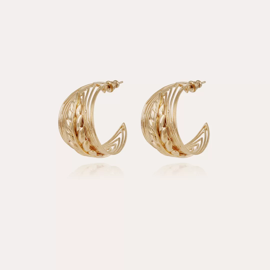 Gas Bijoux Boucles D'Oreilles Creoles Wave Epi Dorees