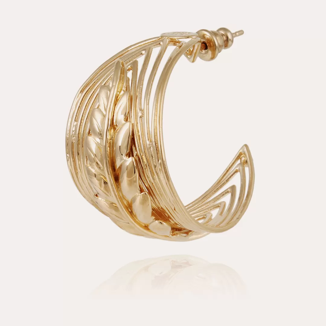 Gas Bijoux Boucles D'Oreilles Creoles Wave Epi Dorees