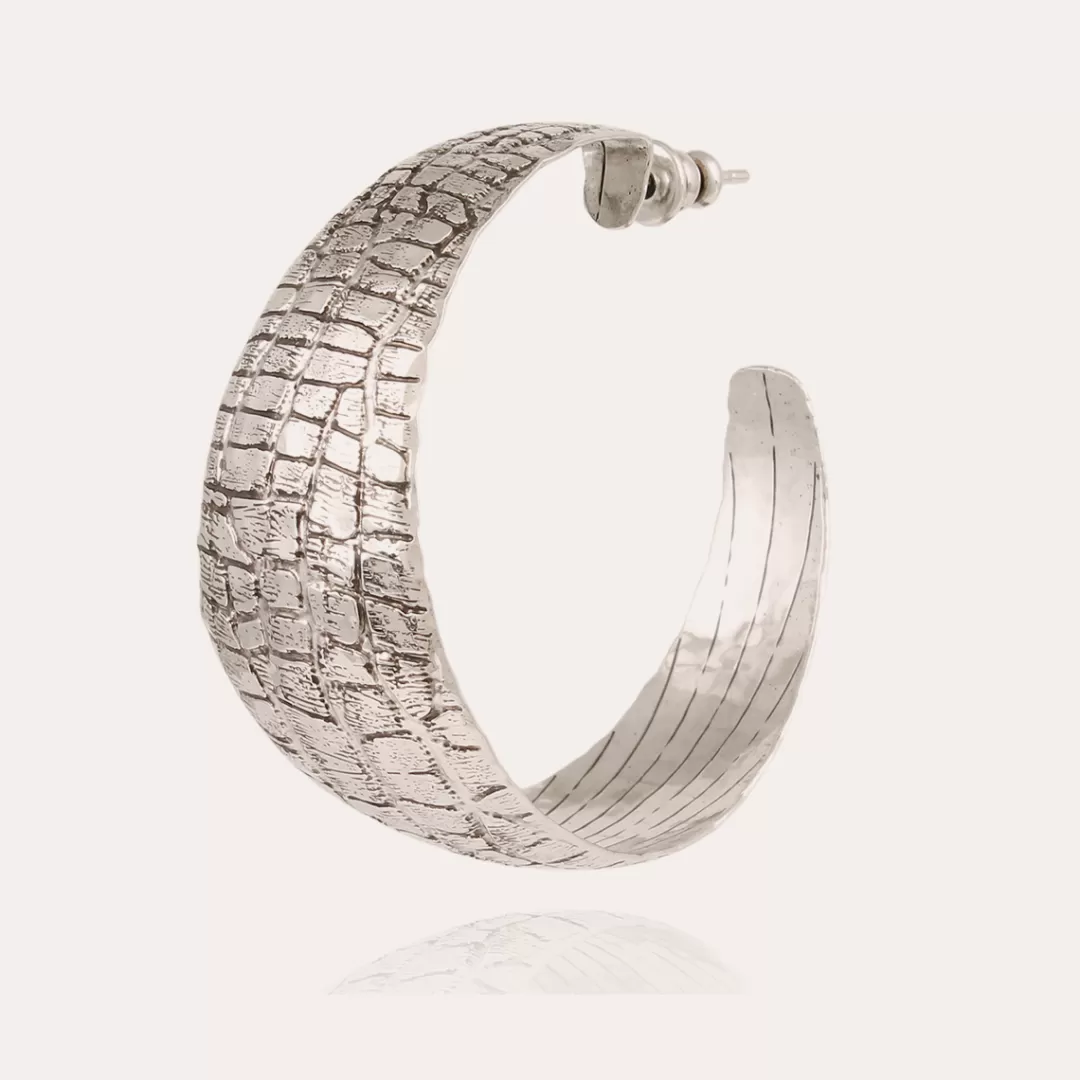 Gas Bijoux Boucles D'Oreilles Creoles Wild Argentees