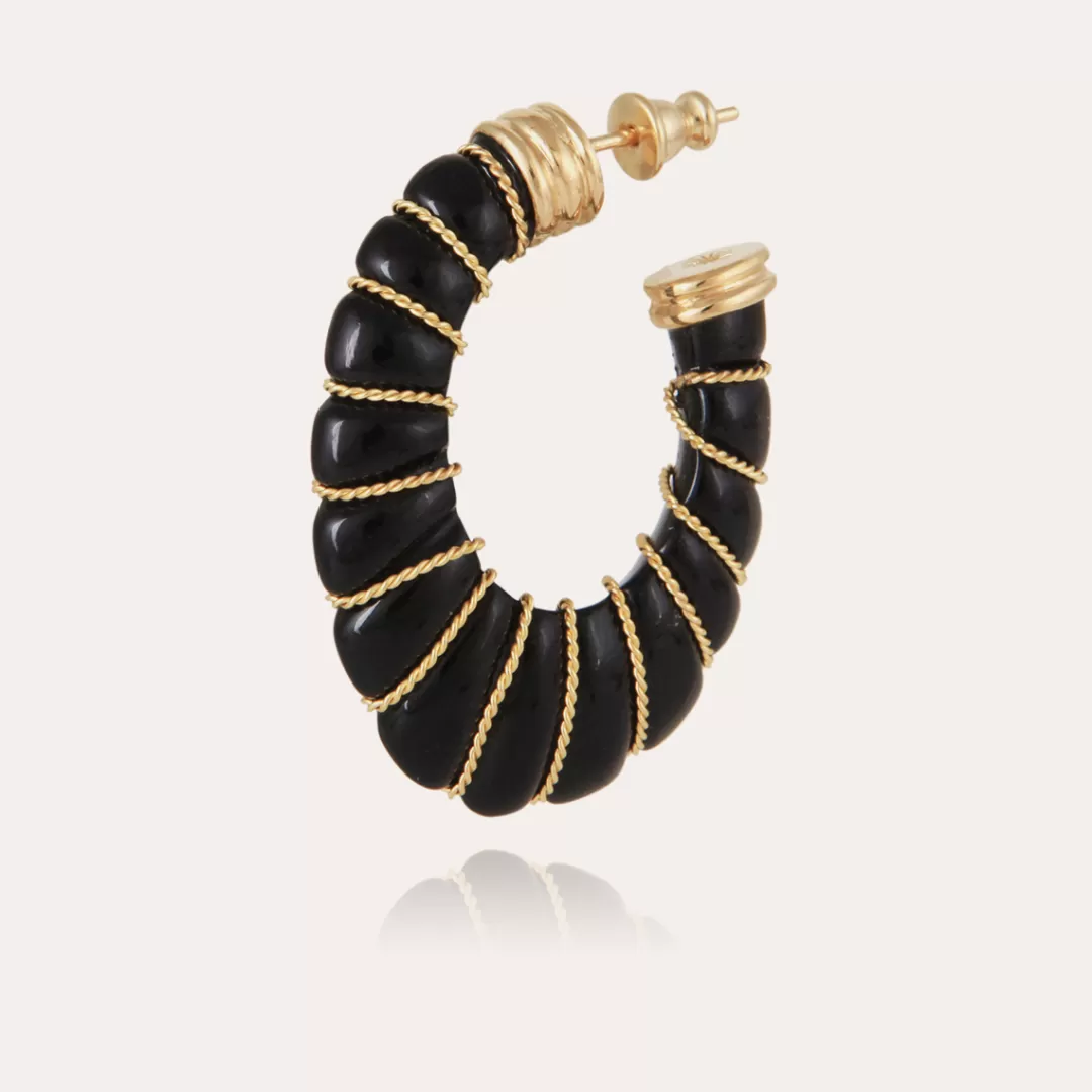 Gas Bijoux Boucles D'Oreilles Cyclade Petit Modele Dorees-Noir