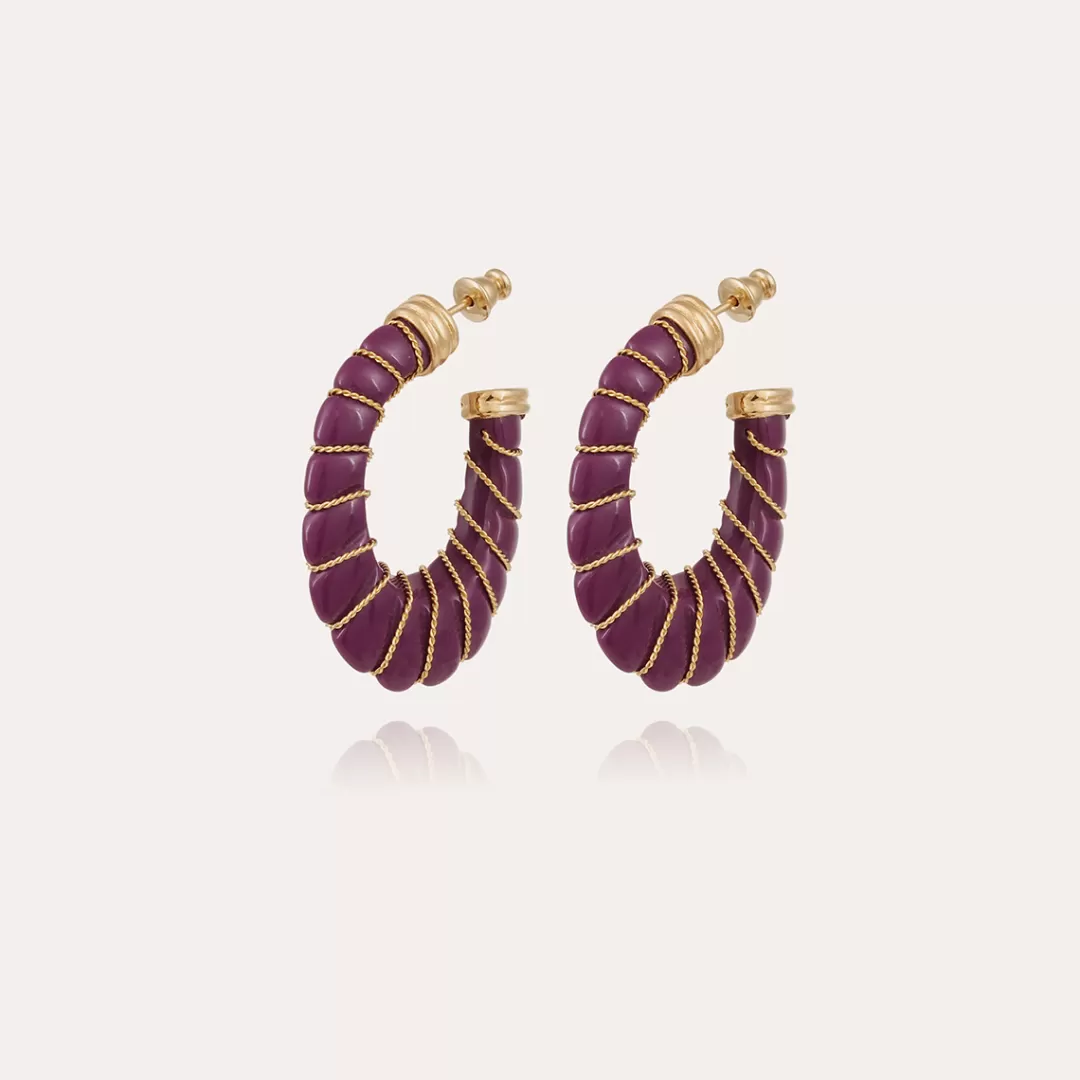 Gas Bijoux Boucles D'Oreilles Cyclade Petit Modele Dorees-Violet