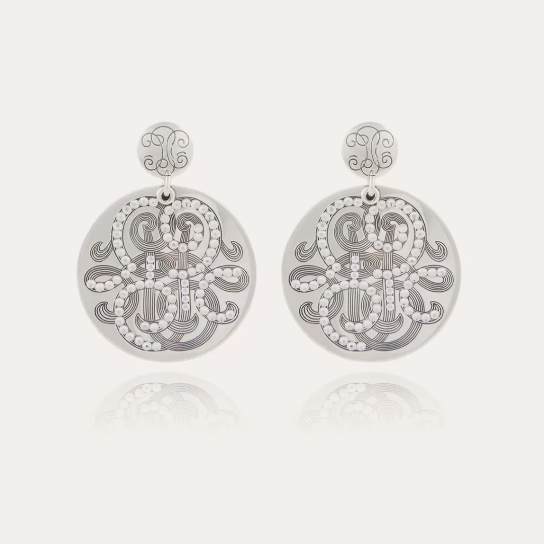Gas Bijoux Boucles D'Oreilles Diva Strass Grand Modele Argentees