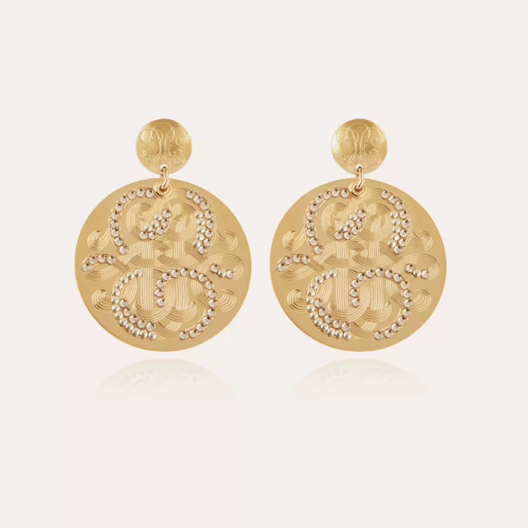Gas Bijoux Boucles D'Oreilles Diva Strass Grand Modele Dorees