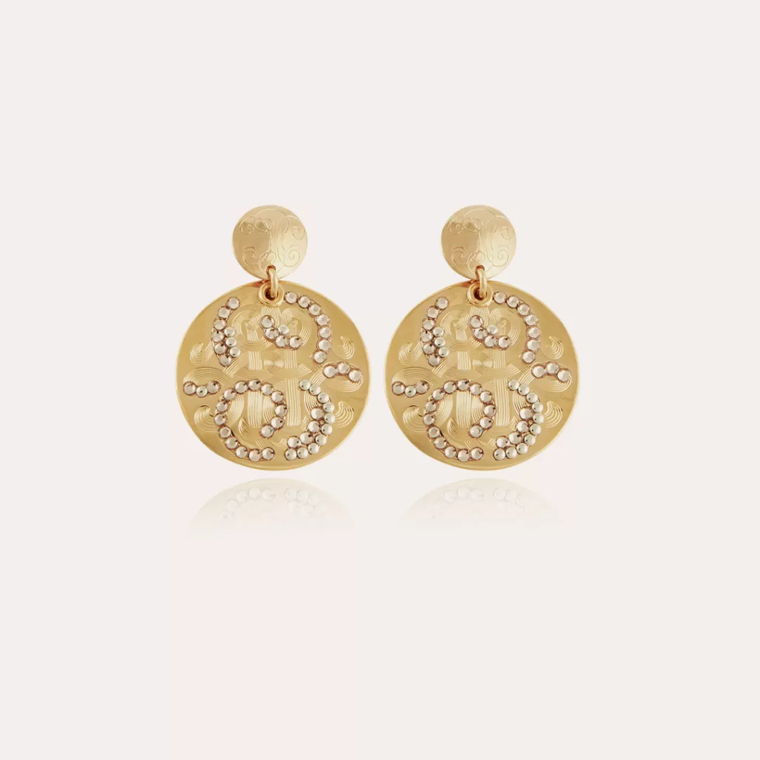 Gas Bijoux Boucles D'Oreilles Diva Strass Petit Modele Dorees