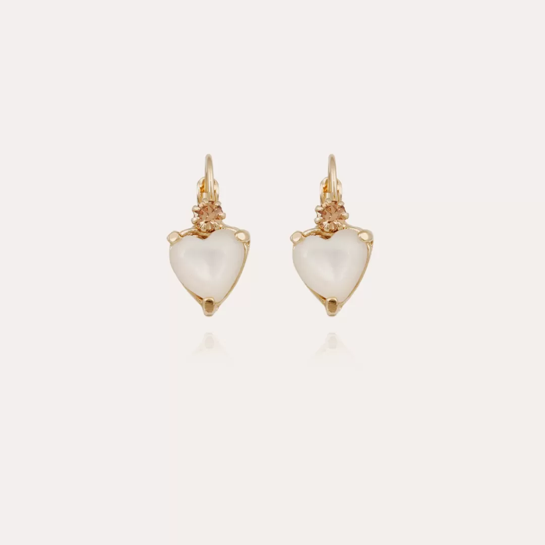 Gas Bijoux Boucles D'Oreilles Donguette Nacre Dorees-Nacre Blanche