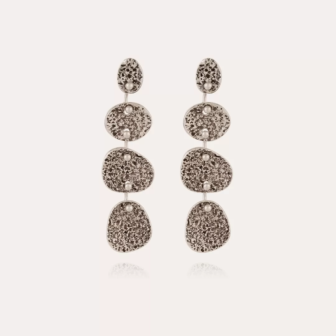 Gas Bijoux Boucles D'Oreilles Eclipse 4 Rangs Argentees