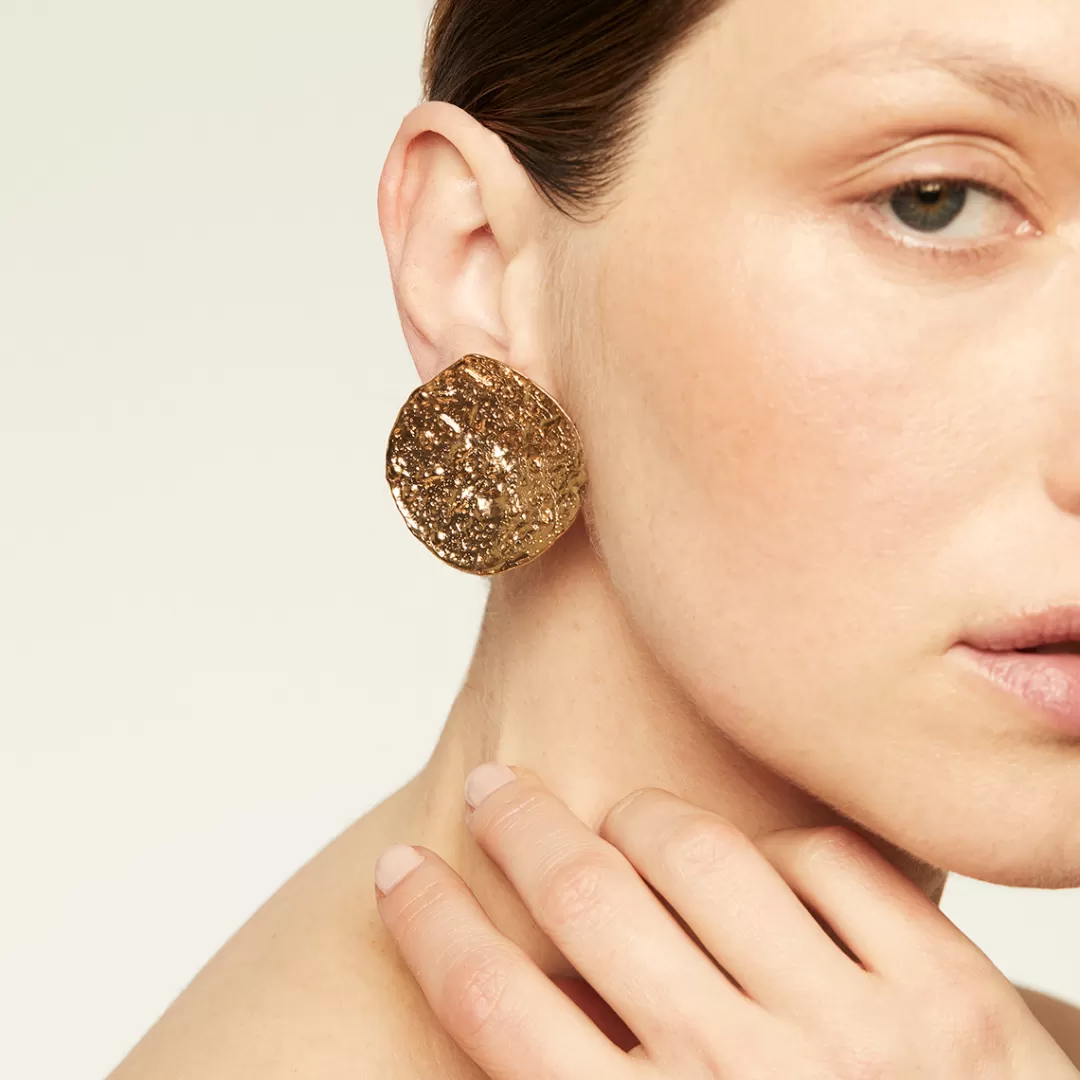 Gas Bijoux Boucles D'Oreilles Eclipse Moon Dorees