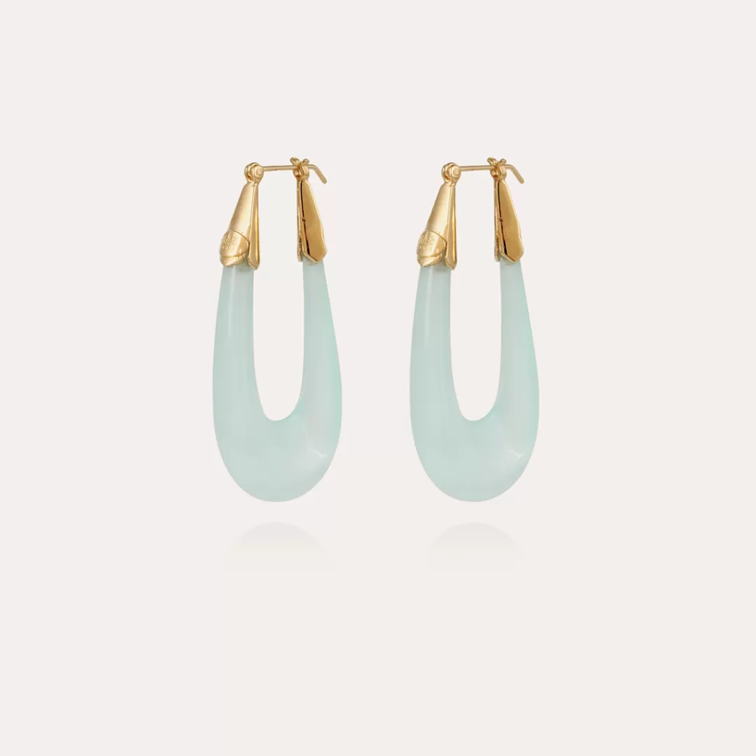 Gas Bijoux Boucles D'Oreilles Ecume Acetate Dorees-Bleu