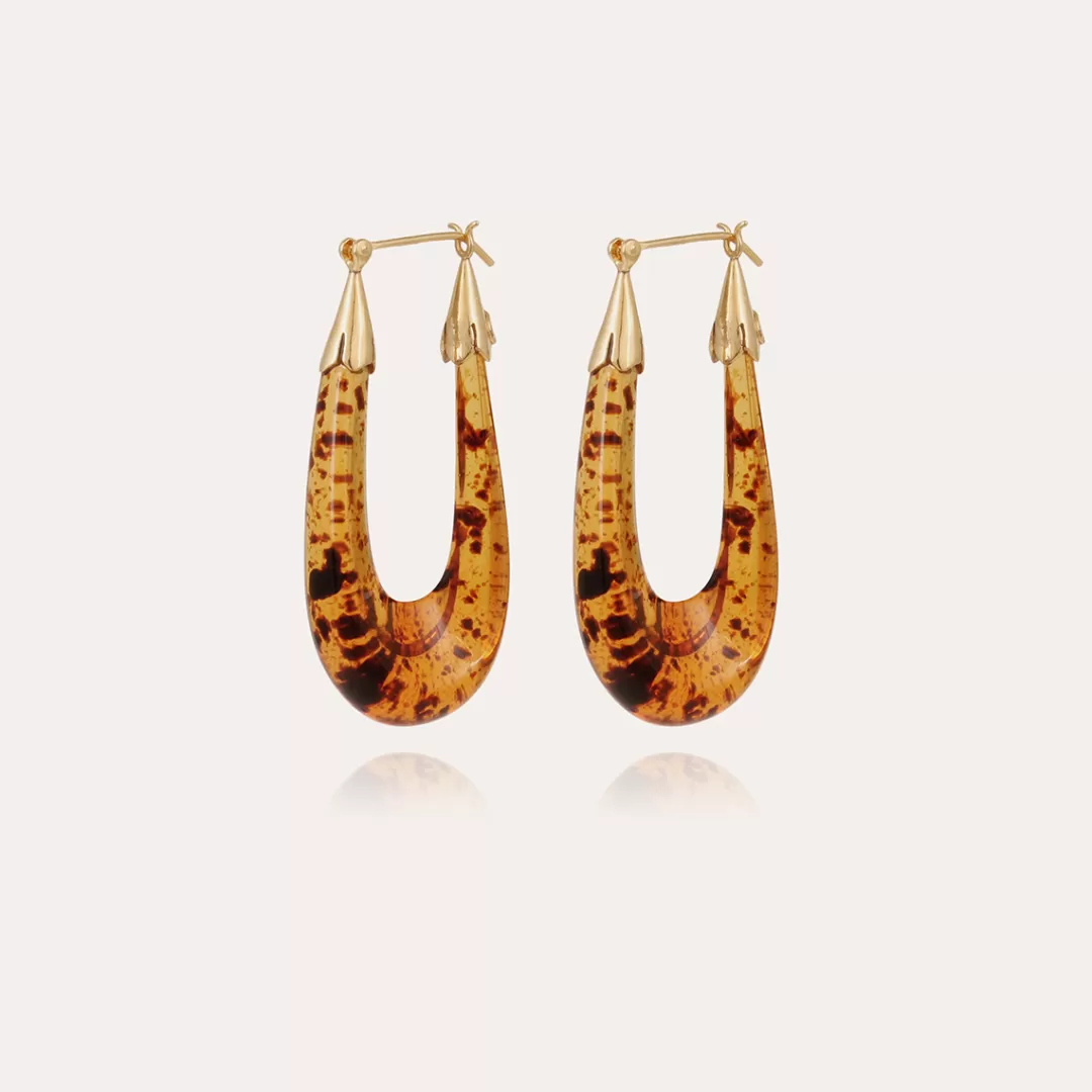 Gas Bijoux Boucles D'Oreilles Ecume Acetate Dorees-Ecaille