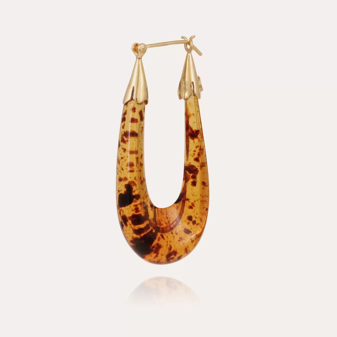 Gas Bijoux Boucles D'Oreilles Ecume Acetate Dorees-Ecaille