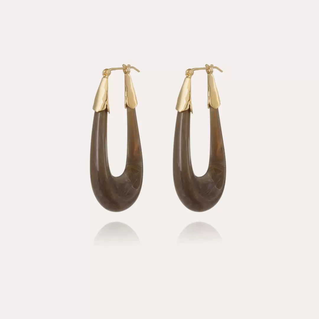 Gas Bijoux Boucles D'Oreilles Ecume Acetate Dorees-Gris