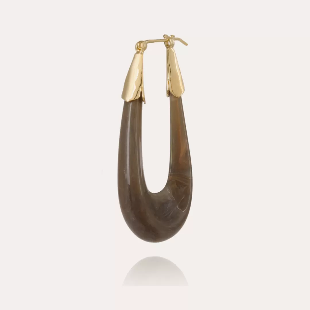 Gas Bijoux Boucles D'Oreilles Ecume Acetate Dorees-Gris