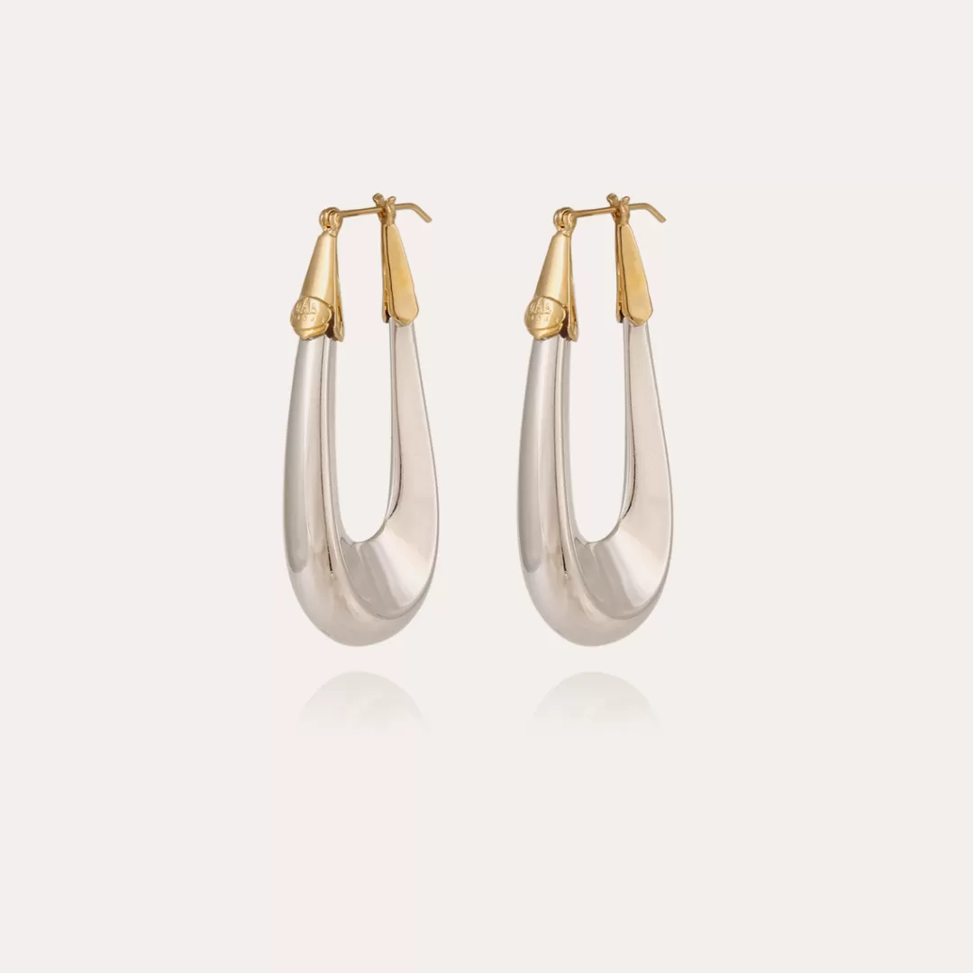 Gas Bijoux Boucles D'Oreilles Ecume Grand Modele Bicolore Argentees