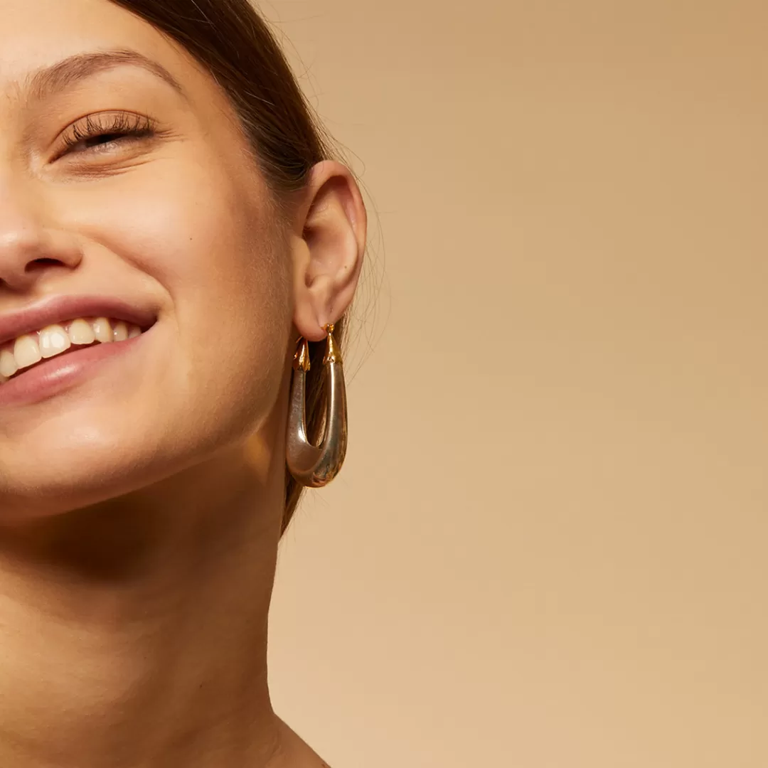 Gas Bijoux Boucles D'Oreilles Ecume Grand Modele Bicolore Argentees