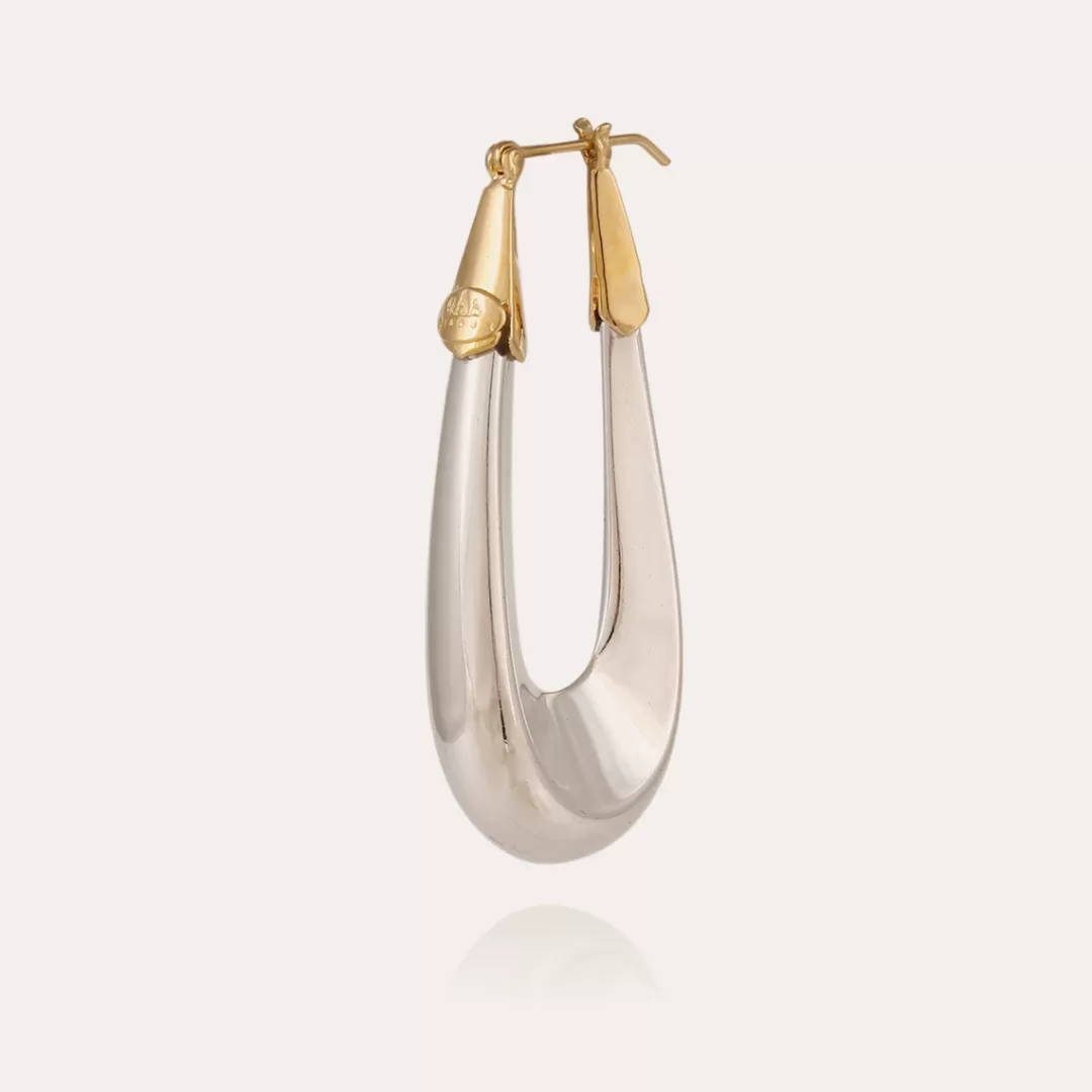 Gas Bijoux Boucles D'Oreilles Ecume Grand Modele Bicolore Argentees