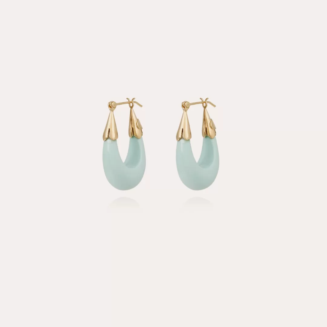 Gas Bijoux Boucles D'Oreilles Ecume Petit Modele Acetate Dorees-Bleu Clair