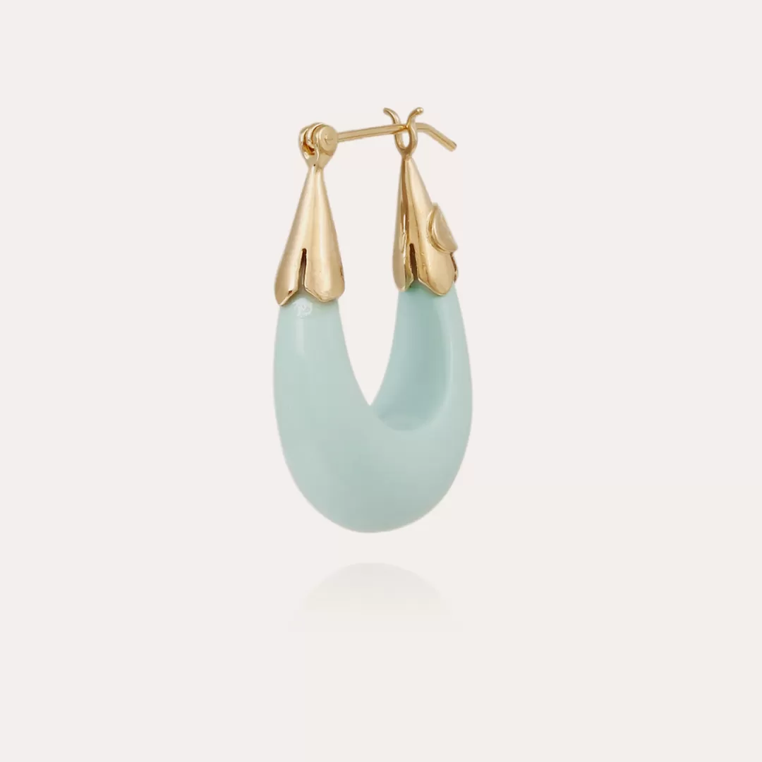 Gas Bijoux Boucles D'Oreilles Ecume Petit Modele Acetate Dorees-Bleu Clair