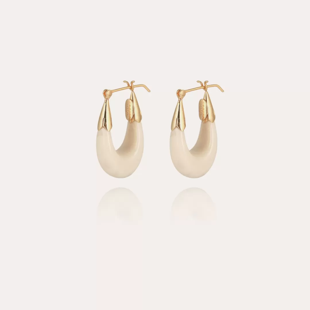 Gas Bijoux Boucles D'Oreilles Ecume Petit Modele Acetate Dorees-Ivoire