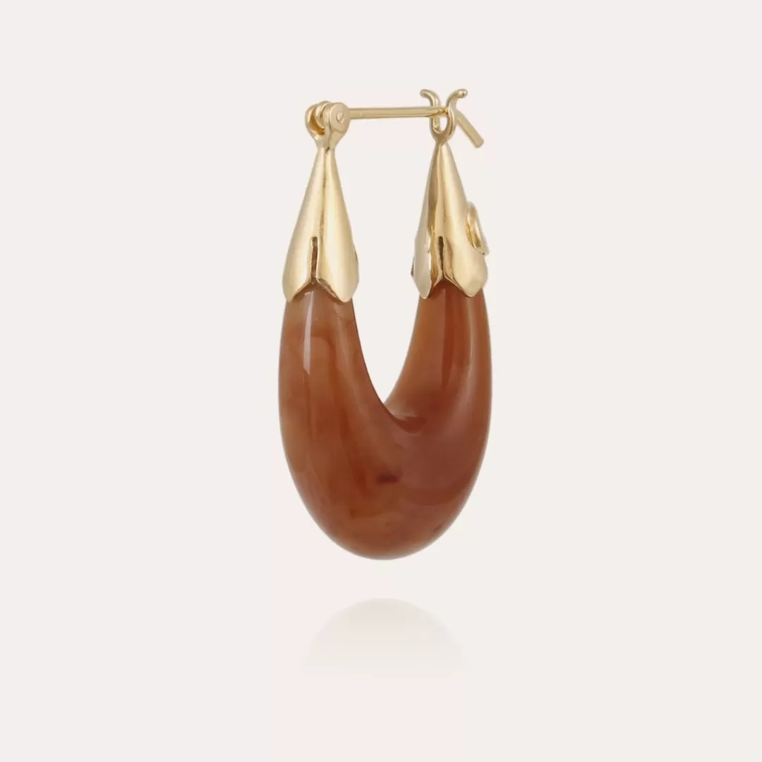 Gas Bijoux Boucles D'Oreilles Ecume Petit Modele Acetate Dorees-Marron