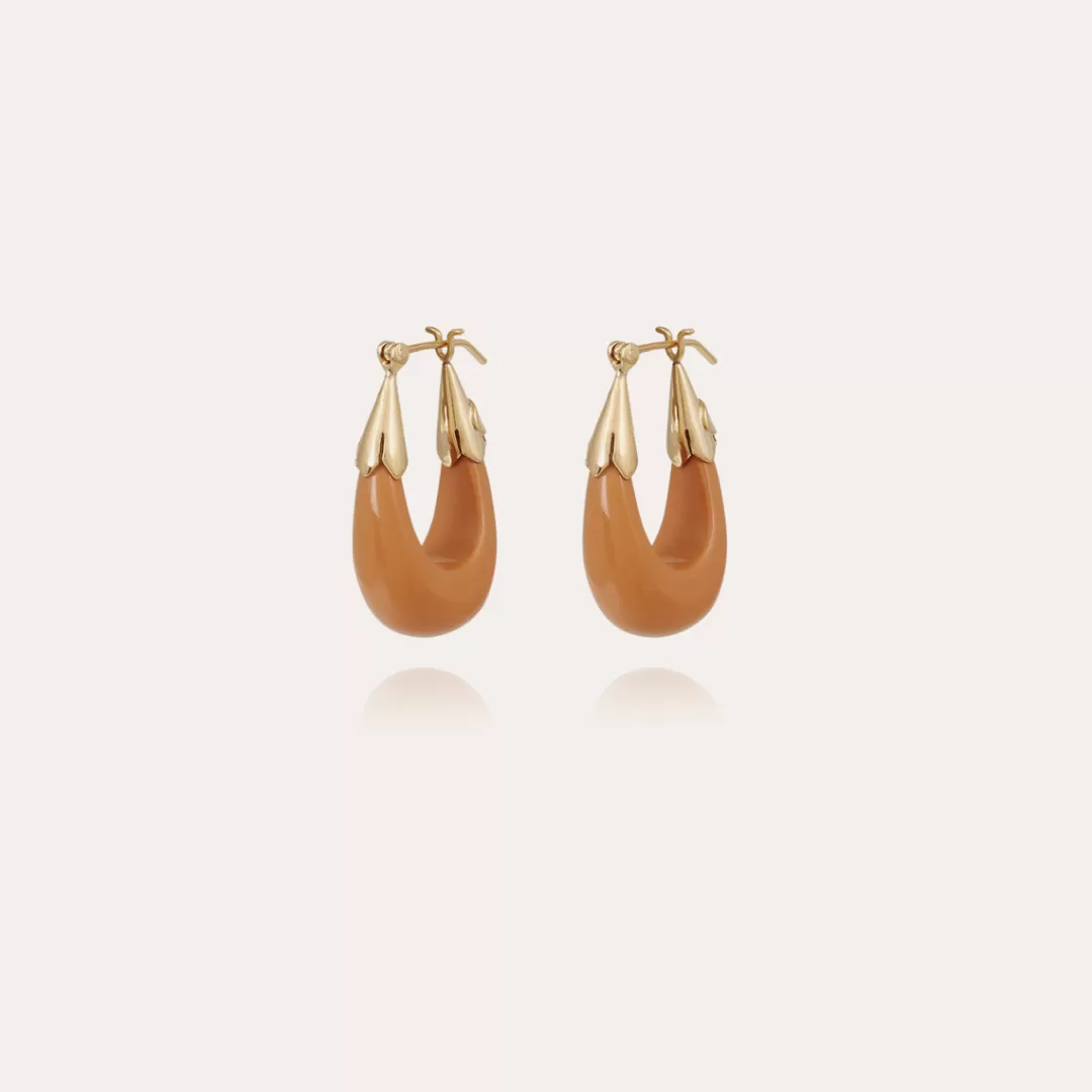 Gas Bijoux Boucles D'Oreilles Ecume Petit Modele Acetate Dorees-Peche
