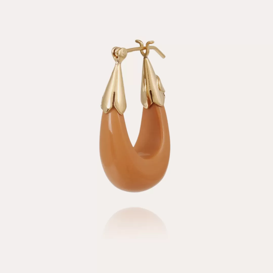 Gas Bijoux Boucles D'Oreilles Ecume Petit Modele Acetate Dorees-Peche