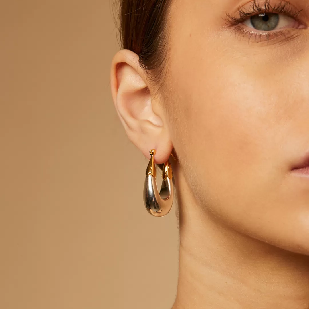 Gas Bijoux Boucles D'Oreilles Ecume Petit Modele Bicolore Argentees