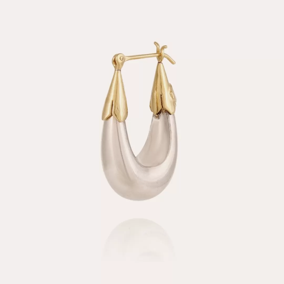 Gas Bijoux Boucles D'Oreilles Ecume Petit Modele Bicolore Argentees