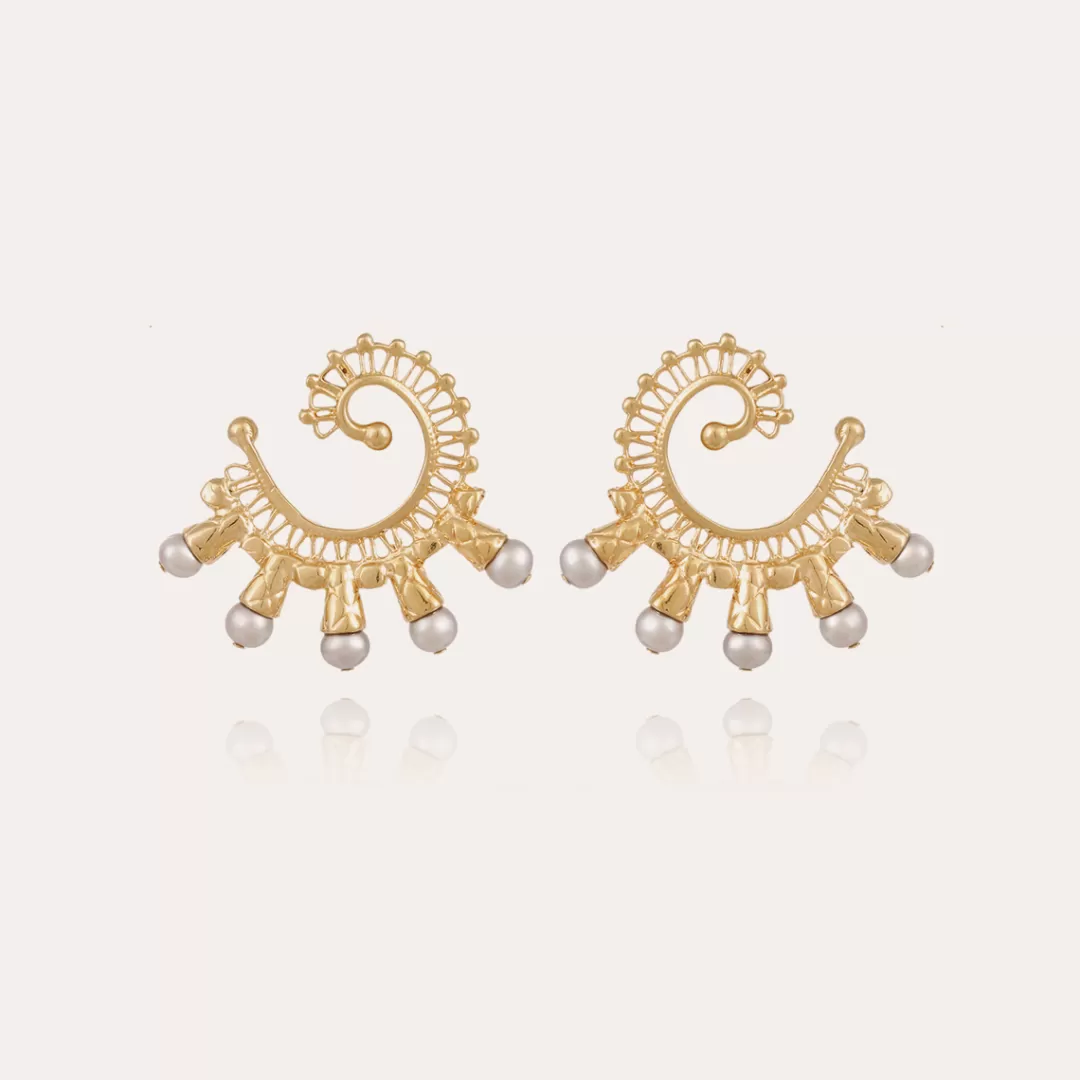 Gas Bijoux Boucles D'Oreilles Epique Dorees-Nacre Grise