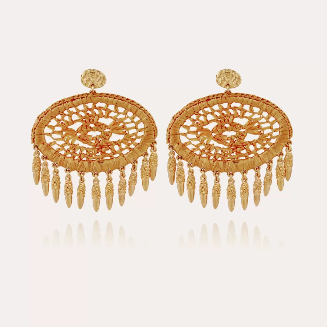 Gas Bijoux Boucles D'Oreilles Fanfan Raphia Dorees