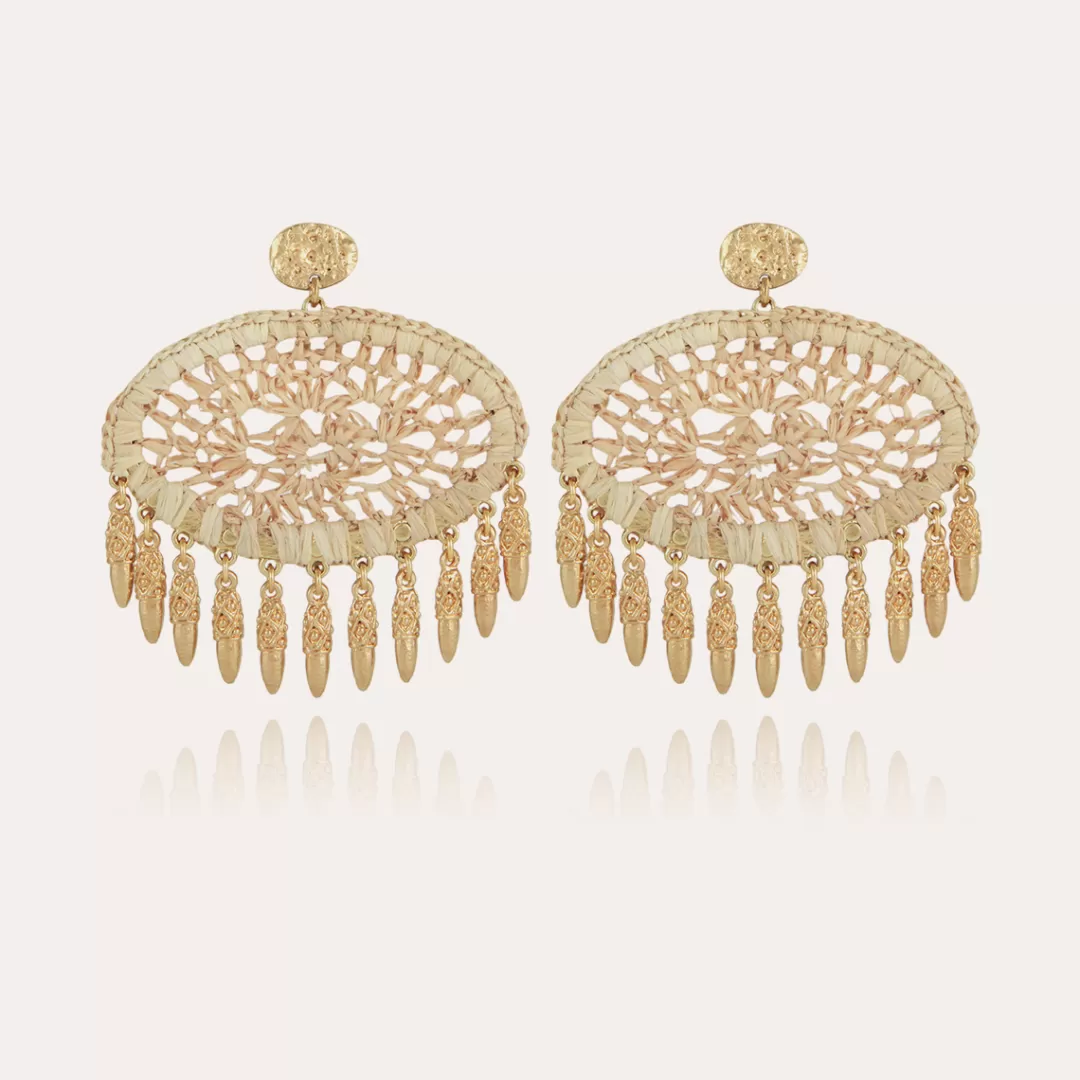 Gas Bijoux Boucles D'Oreilles Fanfan Raphia Dorees