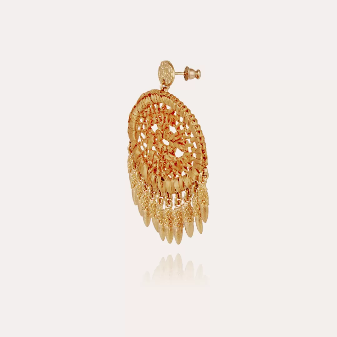 Gas Bijoux Boucles D'Oreilles Fanfan Raphia Dorees