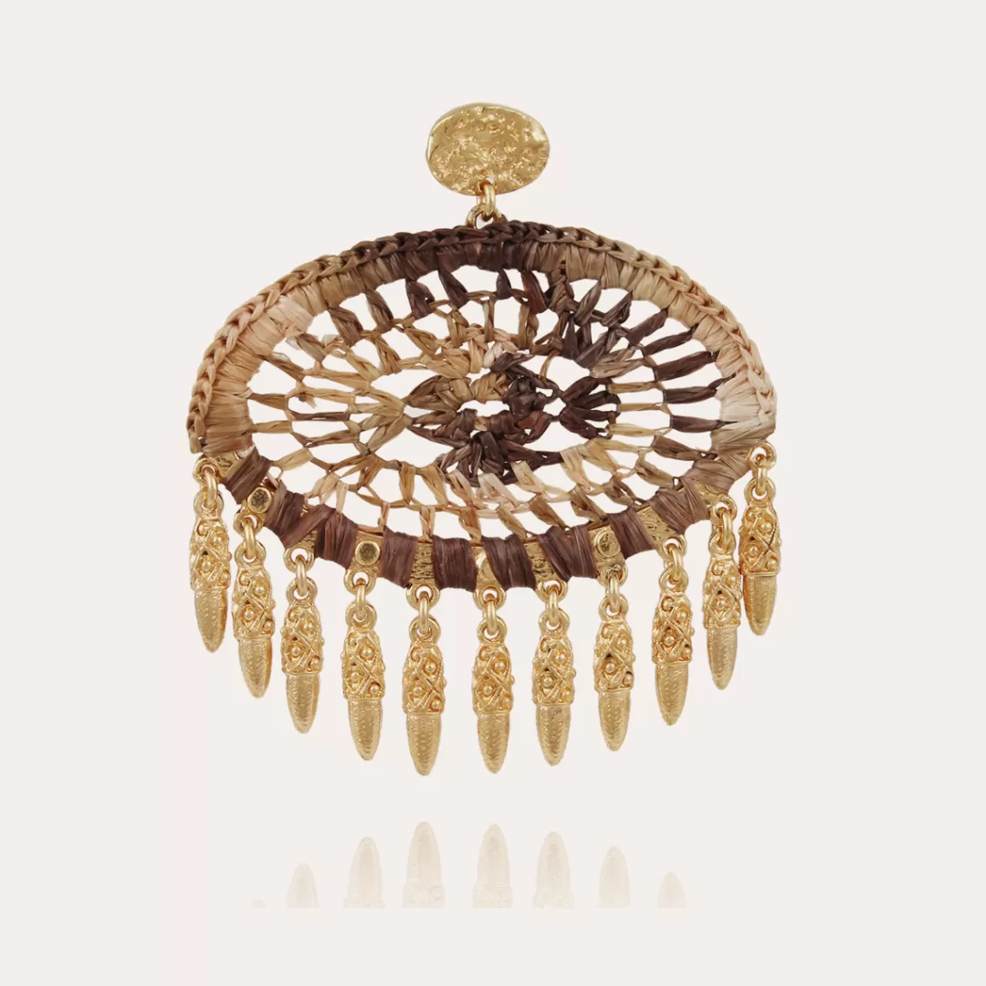 Gas Bijoux Boucles D'Oreilles Fanfan Raphia Dorees