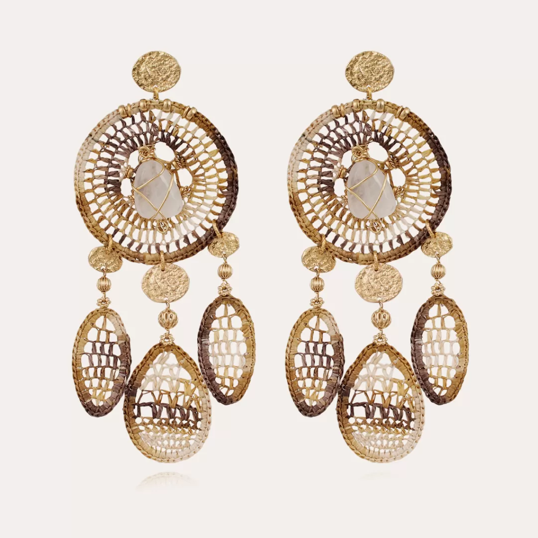 Gas Bijoux Boucles D'Oreilles Fanfaria Dorees-Cristal De Roche