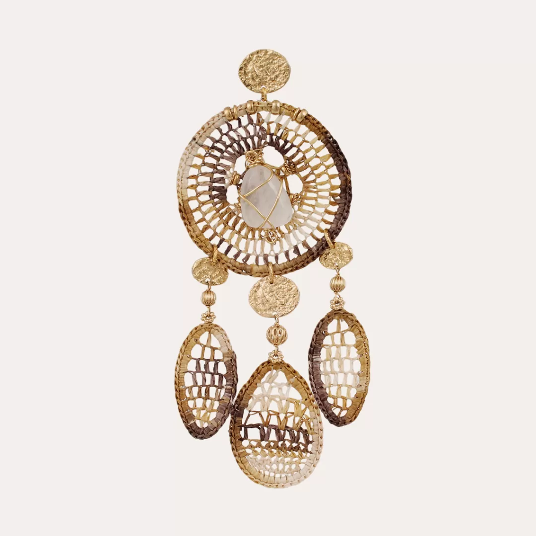 Gas Bijoux Boucles D'Oreilles Fanfaria Dorees-Cristal De Roche