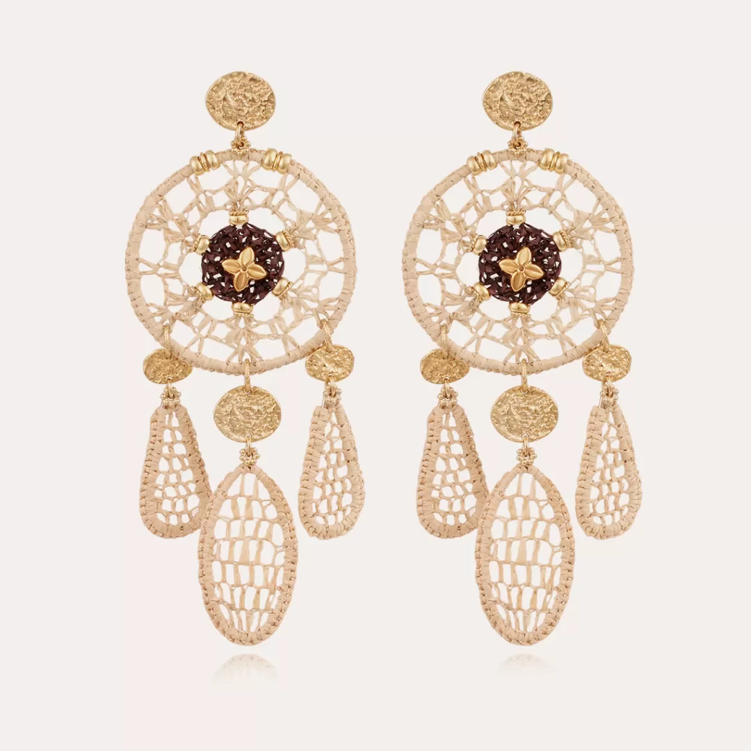 Gas Bijoux Boucles D'Oreilles Fanfaria Raphia Dorees