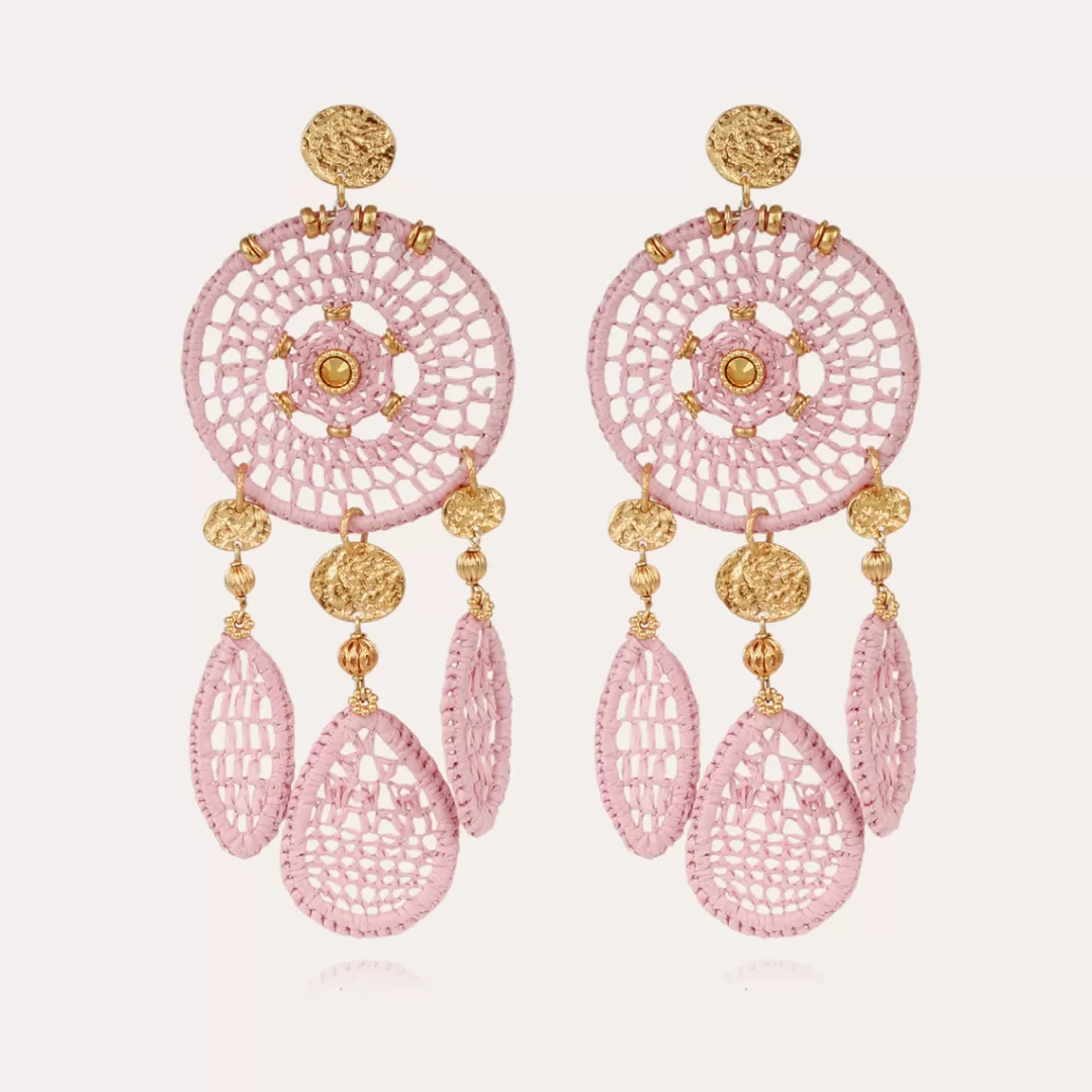 Gas Bijoux Boucles D'Oreilles Fanfaria Raphia Dorees