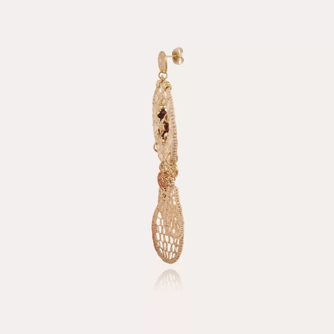 Gas Bijoux Boucles D'Oreilles Fanfaria Raphia Dorees