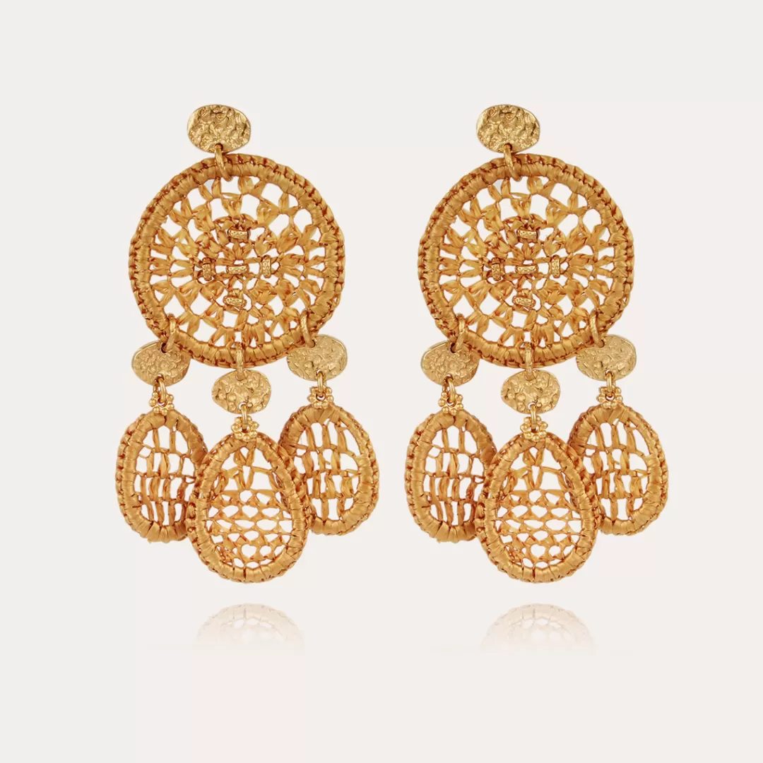 Gas Bijoux Boucles D'Oreilles Fanfaria Raphia Petit Modele Dorees