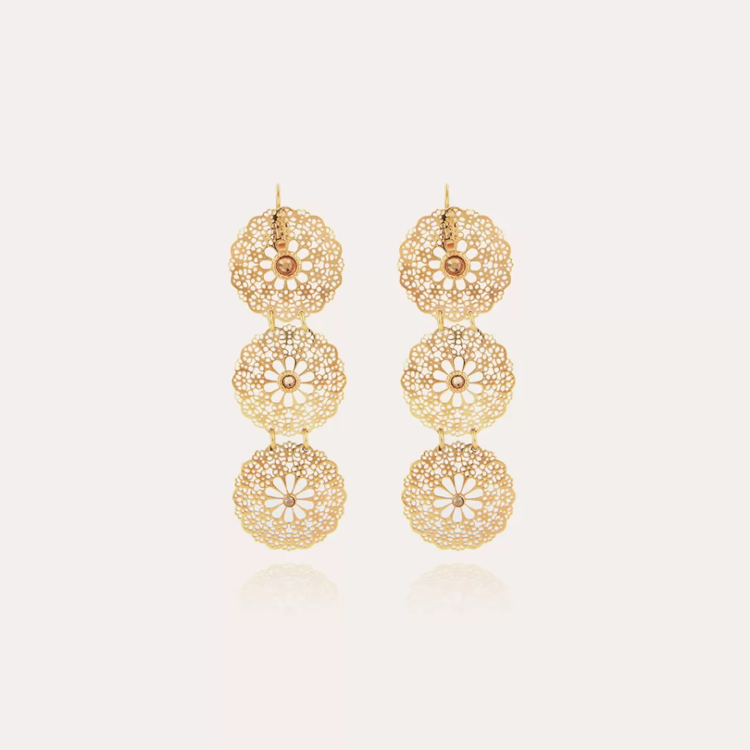 Gas Bijoux Boucles D'Oreilles Flocon Triple Mini Dorees