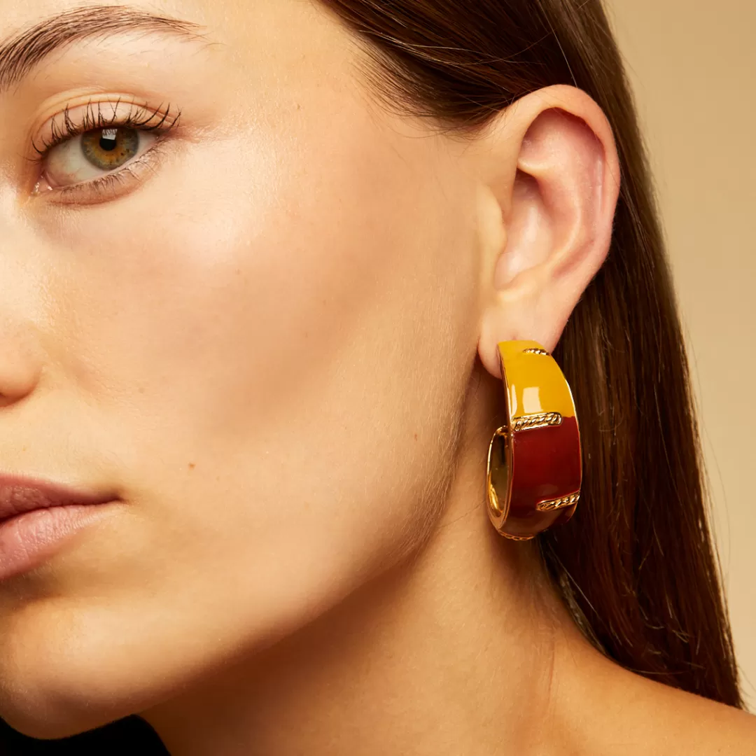 Gas Bijoux Boucles D'Oreilles Idra Email Dorees