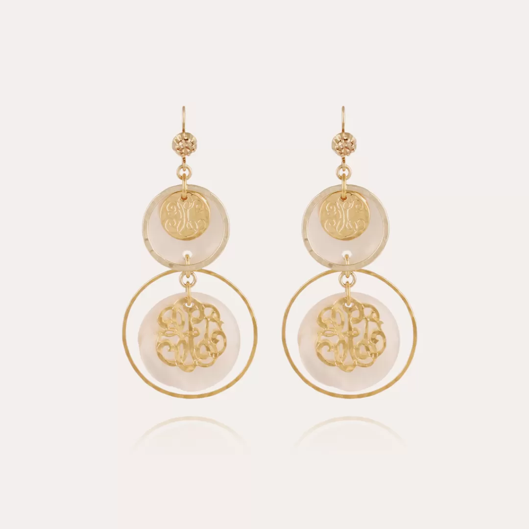 Gas Bijoux Boucles D'Oreilles Idylle Petit Modele Dorees-Nacre Blanche