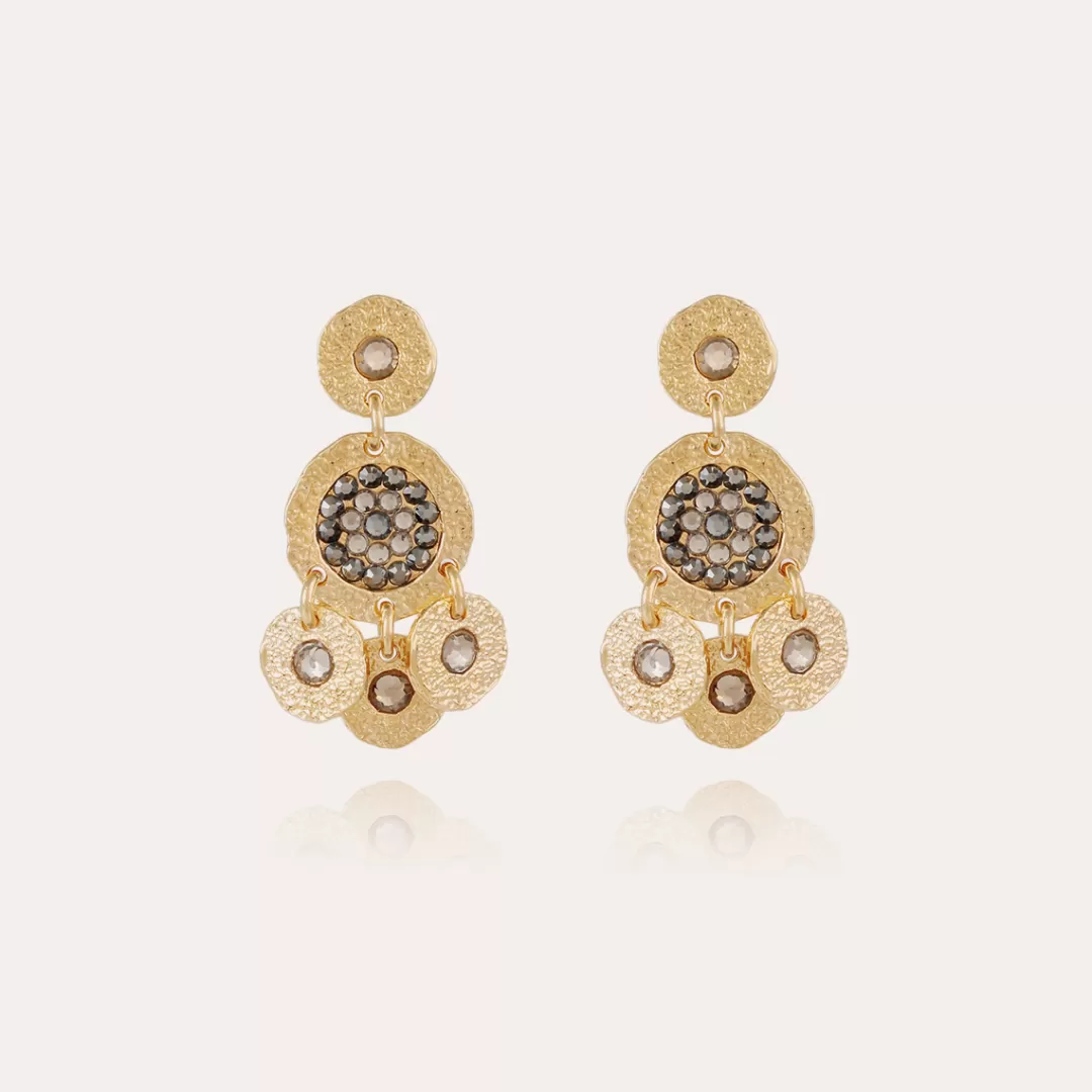 Gas Bijoux Boucles D'Oreilles Illusion Strass Dorees