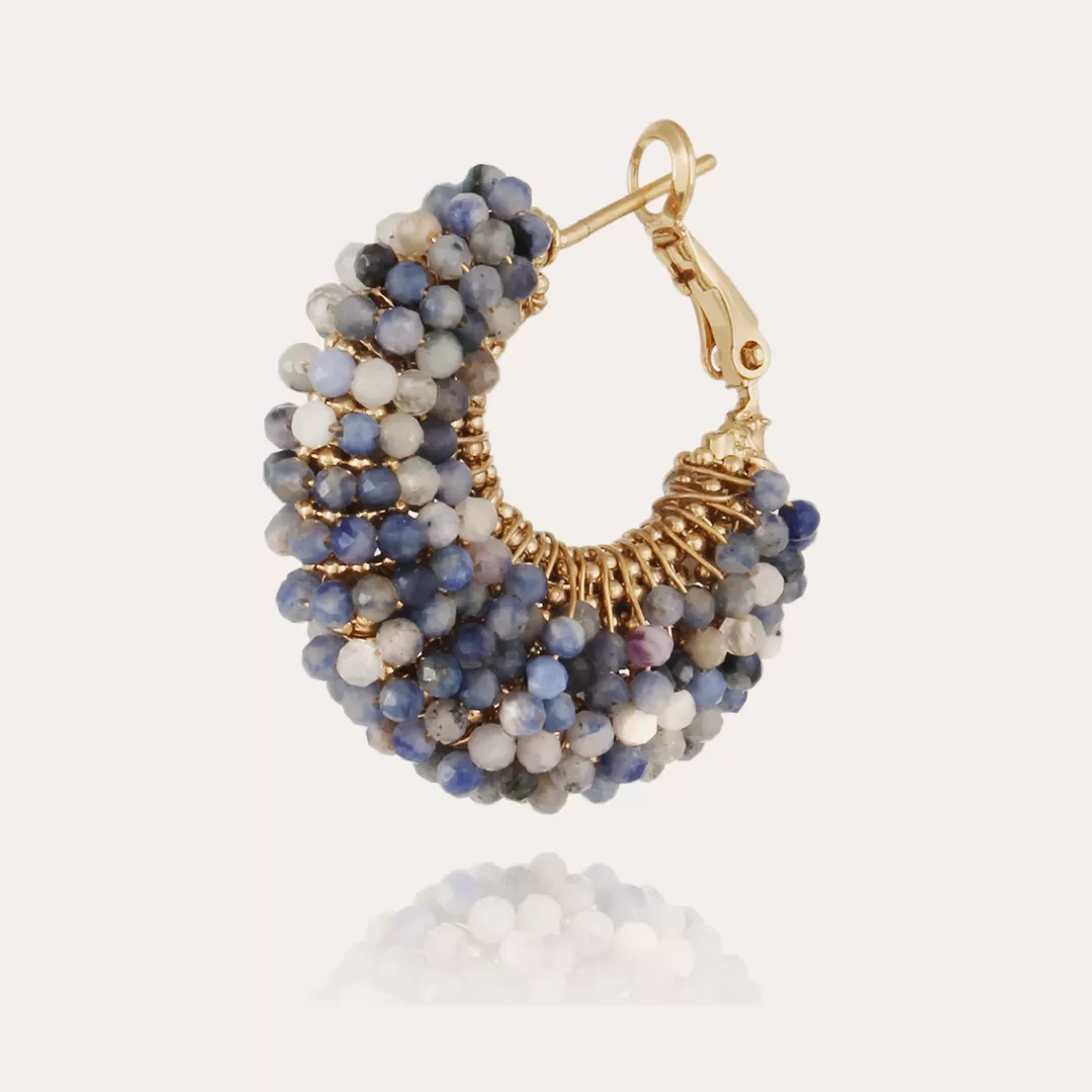 Gas Bijoux Boucles D'Oreilles Izzia Petit Modele Dorees-Apatite Bleue